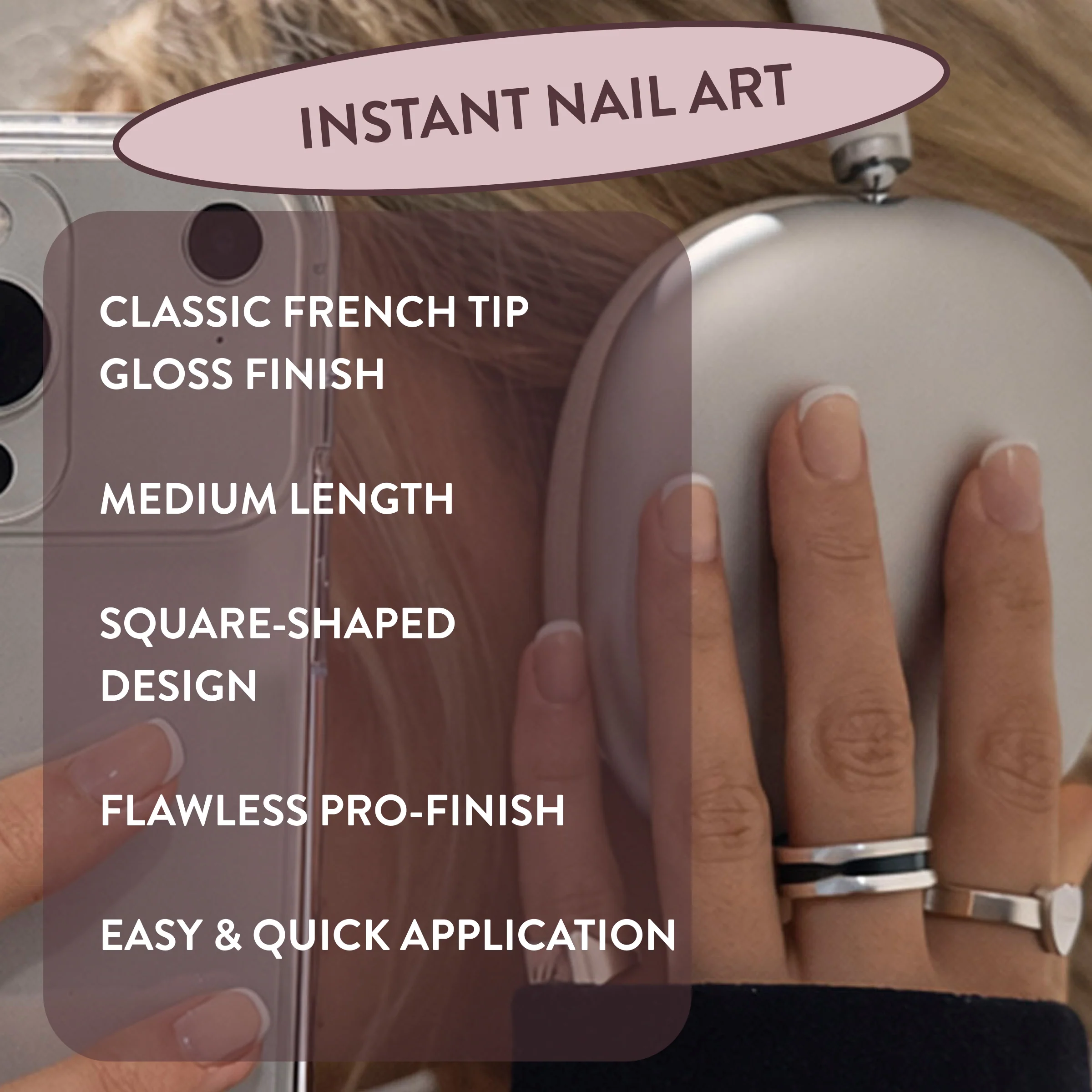 Classic Kim Square French Tip Press-On Nails - Image 4
