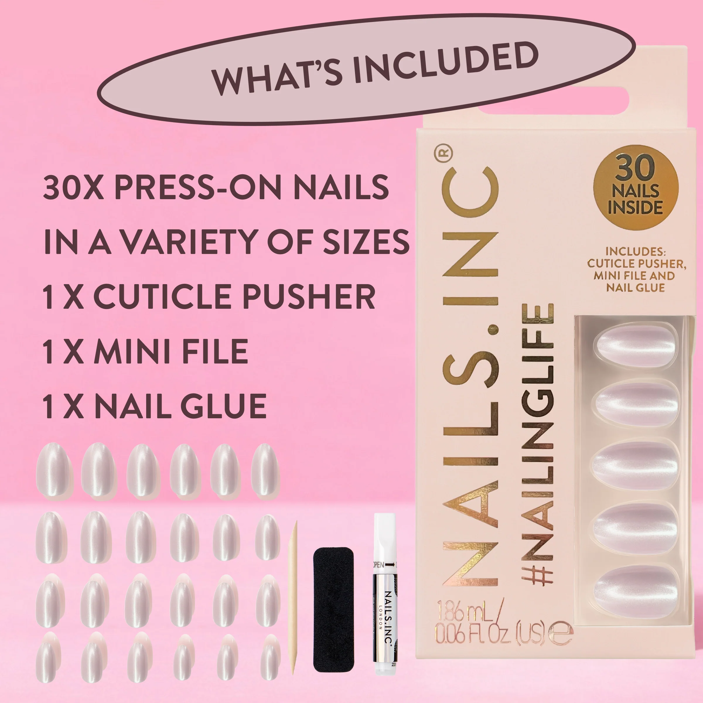 Just Like Hailey Pink Glaze Chrome Press-On Nails - Image 3