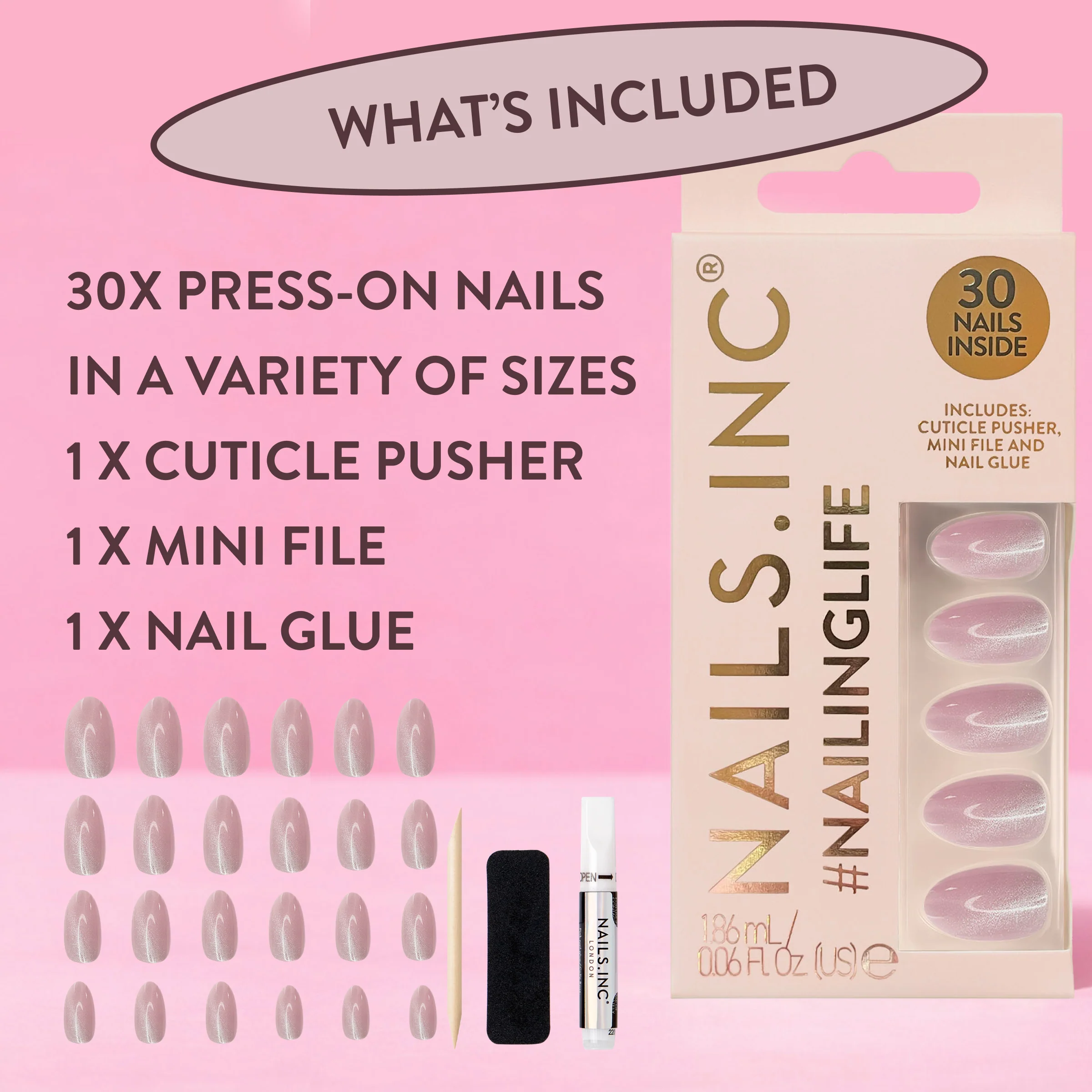 Kylie Coded Pink Cat-Eye Press-On Nails - Image 3