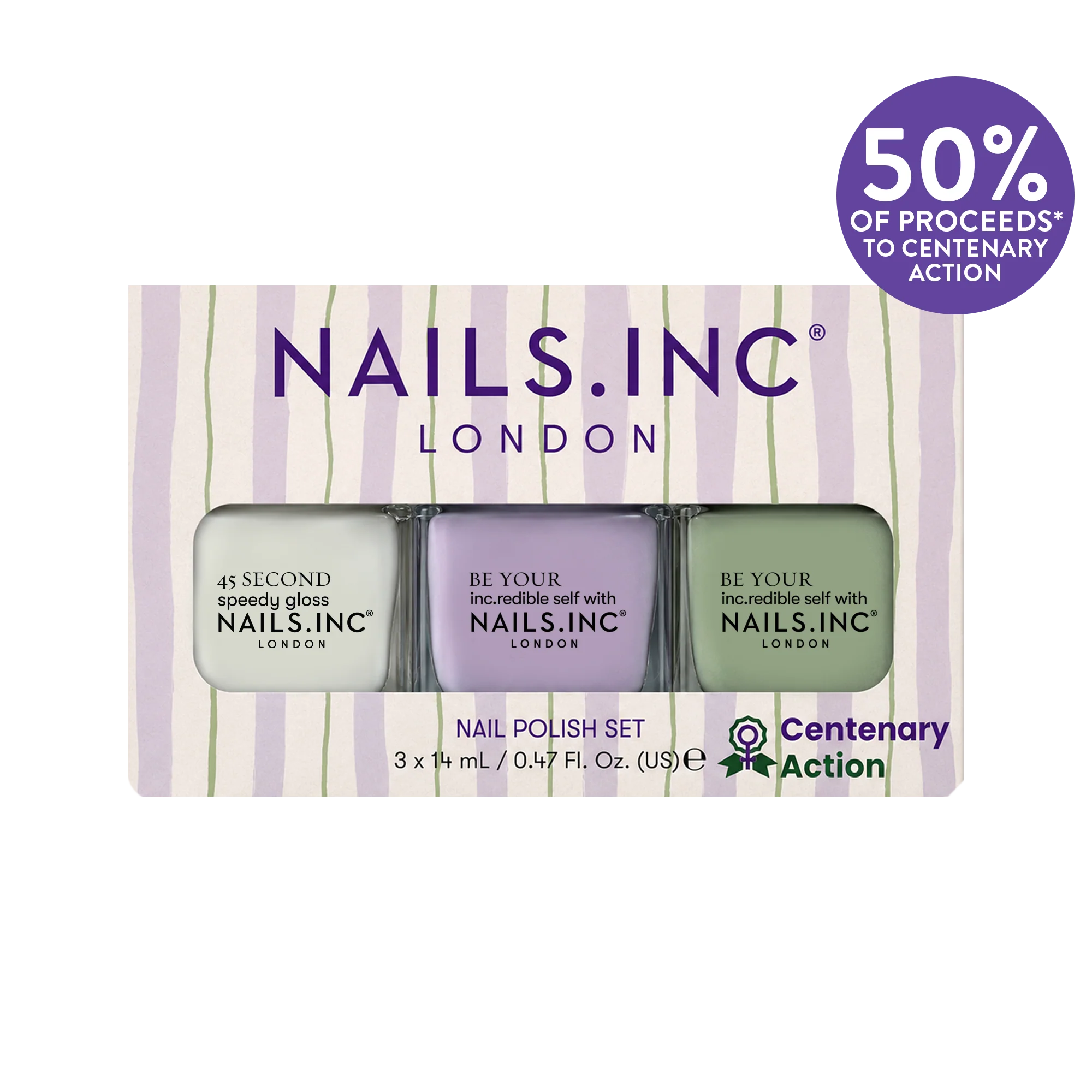 Nails.INC x Centenary Action Suffragette Stripes Nail Polish Set
